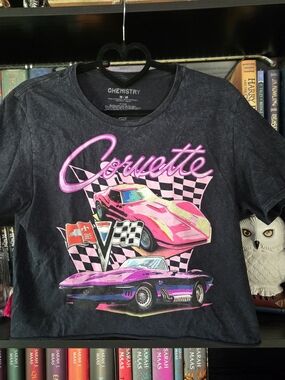 Corvette Graphic Tee - Black with Pink Racecar Design